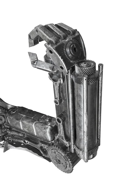 Ruka robota sochařství z kovového odpadu, samostatný — Stock fotografie