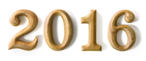 2016 новий рік в форму від дерев'яні — стокове фото