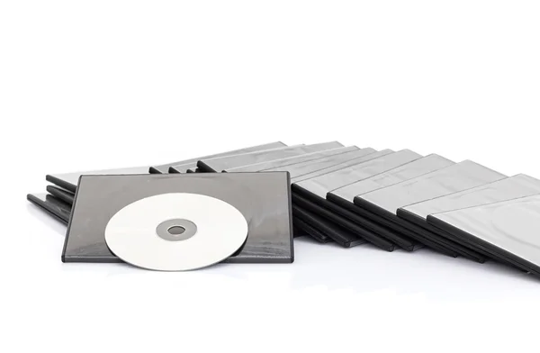 DVD doosje met schijf op witte achtergrond — Stockfoto