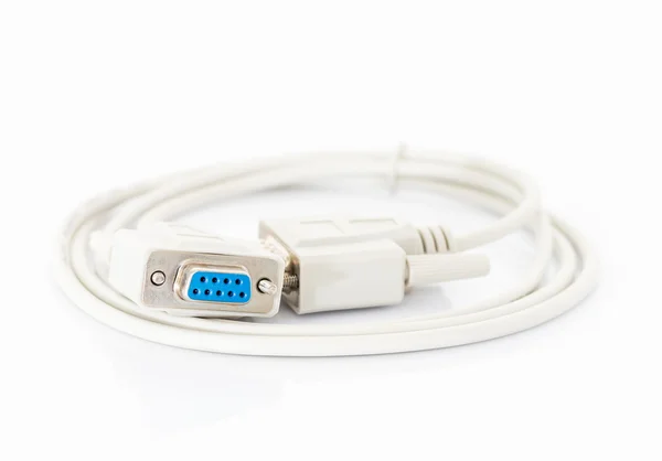 Conector de cabos VGA com cabo branco — Fotografia de Stock