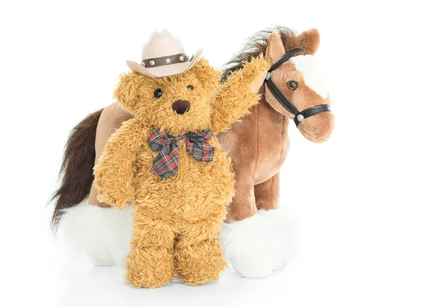 Cowboy Osito de peluche y caballo —  Fotos de Stock