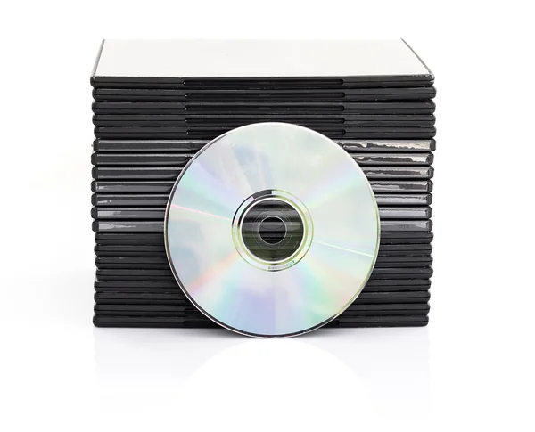 DVD box with disc on white background — Stock Photo, Image