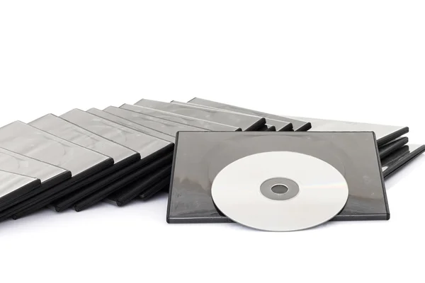 DVD box with disc on white background — Stock Photo, Image