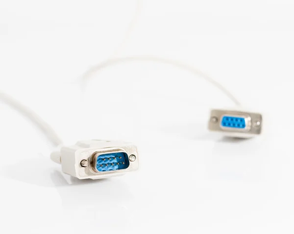 Conector de cables VGA con cable blanco —  Fotos de Stock