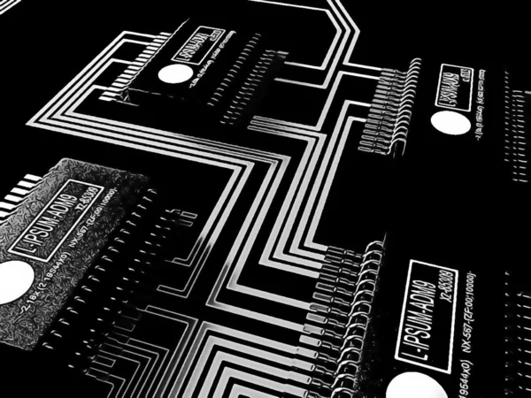 Processors on a circuit board (made with ToonCamera by CodeOrgana) — Stock Photo, Image