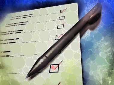 Pen laying on a check-list clipart