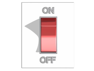 Üstten görünüm açık ve kapalı pozisyon anahtarı kapalı bir kırmızı