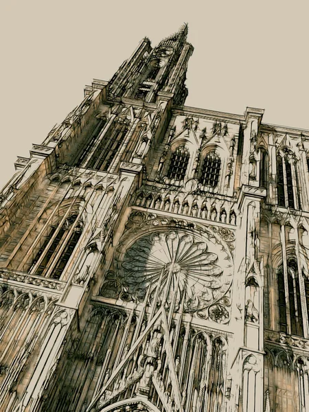 (アルザス、フランスのストラスブールの大聖堂の正面) — ストック写真