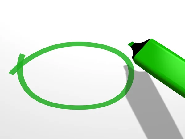 Green pen marker drawing an empty circle on a white blank background — Stock Photo, Image