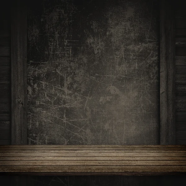 Wood table and grey concrete wall — Stock Photo, Image