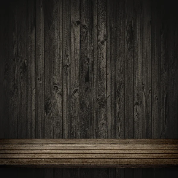 Mesa de madera y muro de hormigón gris — Foto de Stock