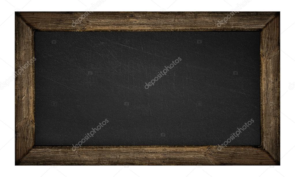 Empty old blackboard isolated on white