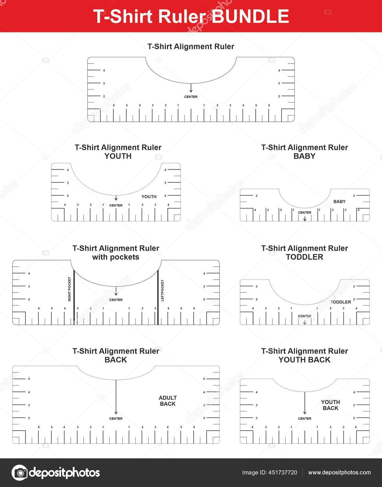 Shirt Ruler Bundle Shirt Alignment Tool Set Stock Vector by