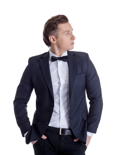 Foto de un hombre de negocios elegante, aislado en blanco — Foto de Stock