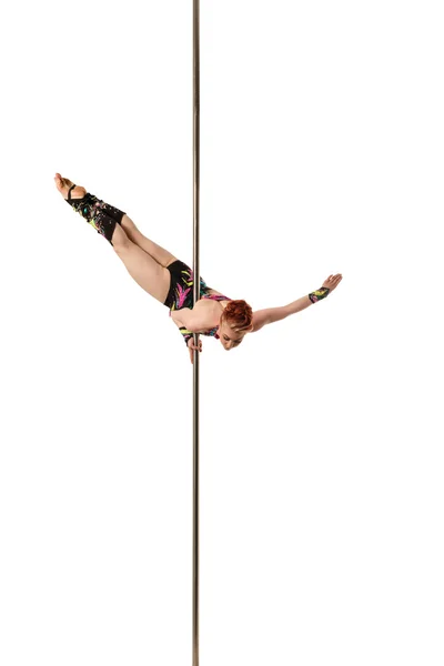 Image of female gymnast dancing on pylon — Stock Photo, Image