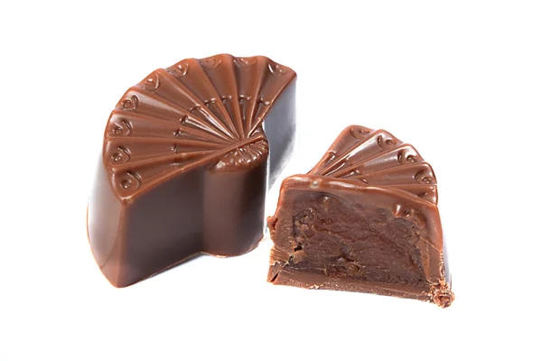 Candy made milk chocolate in shape of fan — Stock Photo, Image