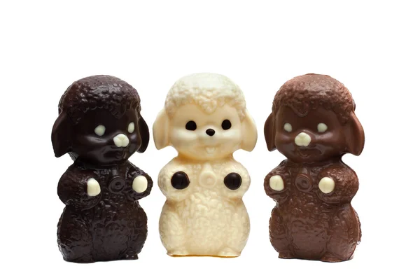 Três figuras de delicioso chocolate misto — Fotografia de Stock