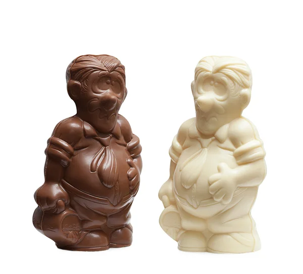 Figuras engraçadas de chocolate de homens barrigudos — Fotografia de Stock