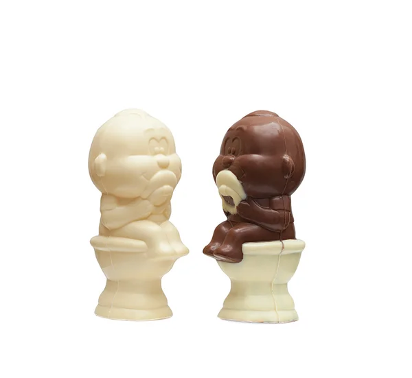 Afbeelding van twee chocolade kinderen beeldjes — Stockfoto