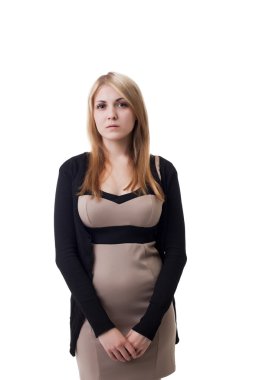 Casual elbise poz güzel hüzünlü kadın