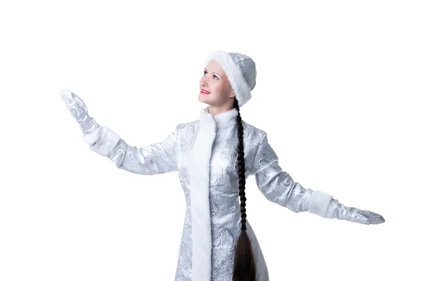 Portrait of smiling girl dressed as Snow Maiden — Stock Photo, Image