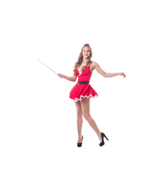 Sexy weibliche Weihnachtsmann-Wellen-Elektrode als Zauberstab — Stockfoto