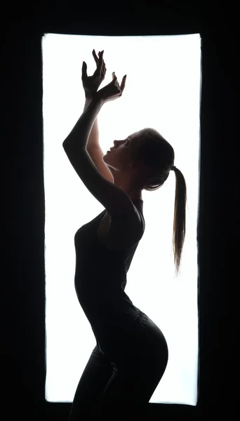 Silhouette di ballerina artistica in cornice — Foto Stock