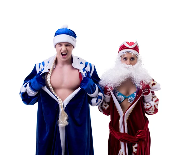 Grandfather Frost and Snow Maiden exchanged bodies — Stock Photo, Image