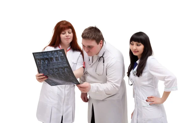 Bild neugieriger Praktikanten beim Röntgen — Stockfoto