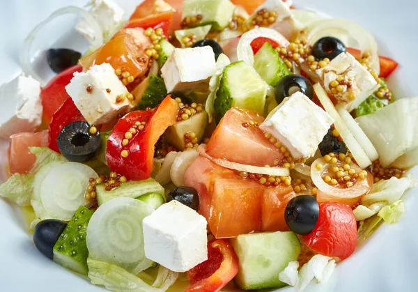 Immagine di deliziosa insalata greca, primo piano — Foto Stock