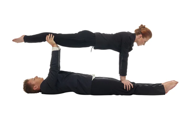 Concept of multitasking. Acrobats keep balance — Stock Photo, Image