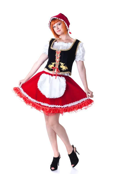 Pretty model posing as Little Red Riding Hood — Stock Photo, Image