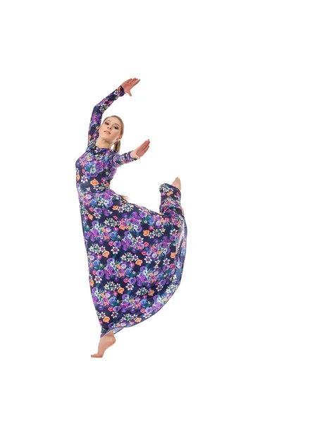 Image of graceful female dancer posing in jump — Stock Photo, Image