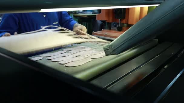 视图的工人花制造的鞋垫 — 图库视频影像