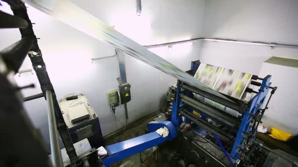 Color print shop press machine - view from top — Stock Video