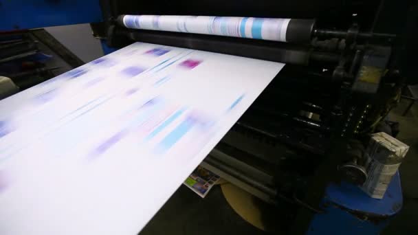 Print shop typography machine work with cmyk — Stock Video