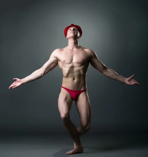 Dance for adults. Image of sexy brawny male dancer — Stock Photo, Image