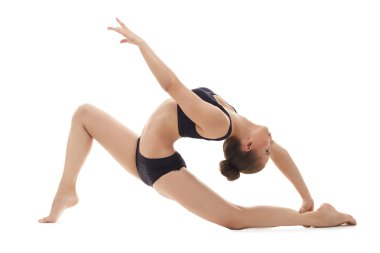 Professional female gymnast, isolated on white