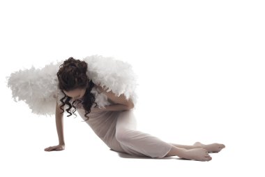 Beautiful guardian angel experiencing torments