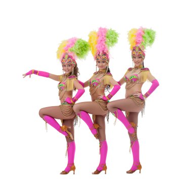 Karnaval kostümler giymiş seksi kadın dansçılar