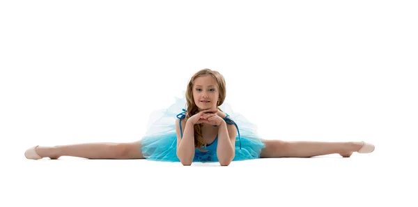 Cute girl posing in difficult stretching pose — Stock Photo, Image