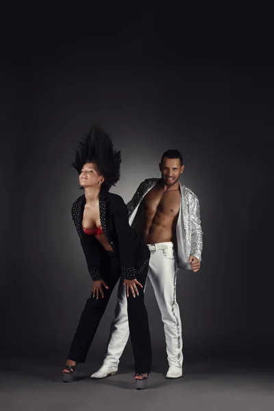 Sexy dancers posing in pair. Studio photo — Stock Photo, Image