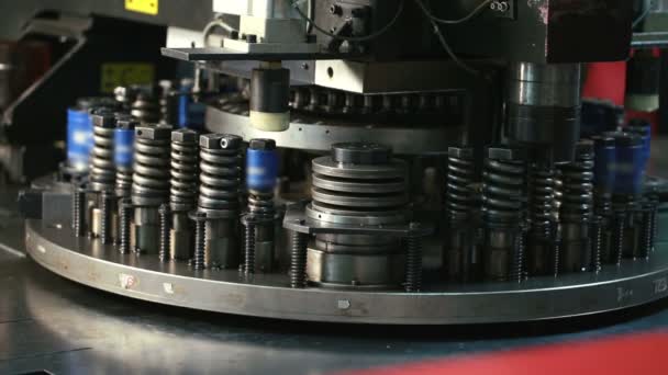 Machine for punching of sheet metal, close-up — Stock Video