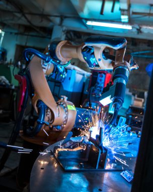 Üretim. Robot makine metal kaynak