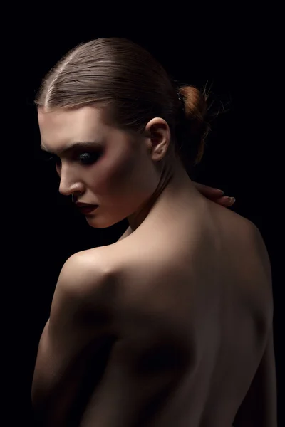 Portrait of beauty model posing back to camera — Stock Photo, Image