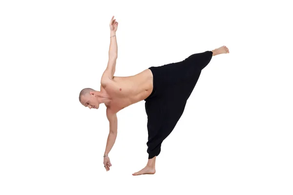 Yoga. Image of middle-aged man performs asana — Stock Photo, Image