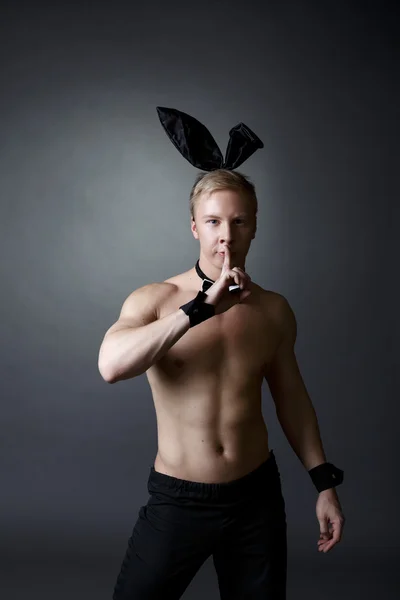 Image of stripteaser dressed as sexy bunny — Stock Photo, Image