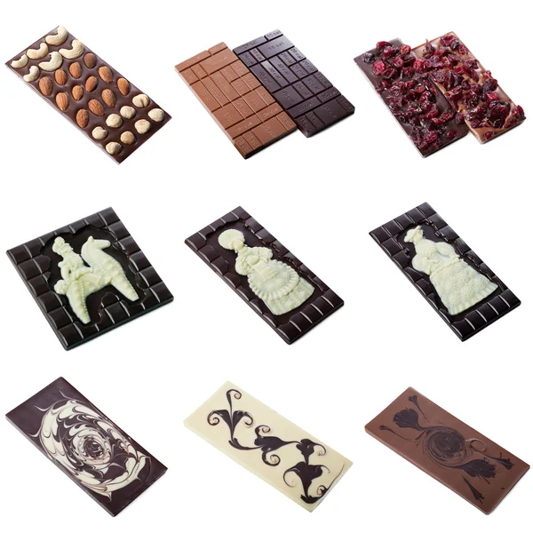 Collezione di barrette di cioccolato al latte con motivo — Foto Stock