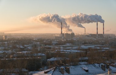 Endüstriyel cityscape. Sabah Chp suretinde