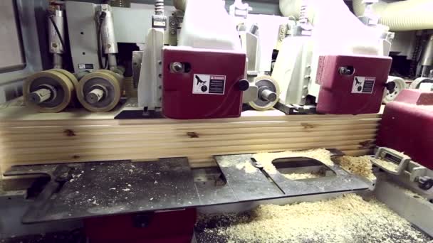 Moderne workshop voor productie van geprofileerde hout — Stockvideo